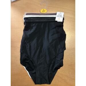 New Womens Primark 3Pk High Waist Invisible Briefs Black Brown White Large 10-12